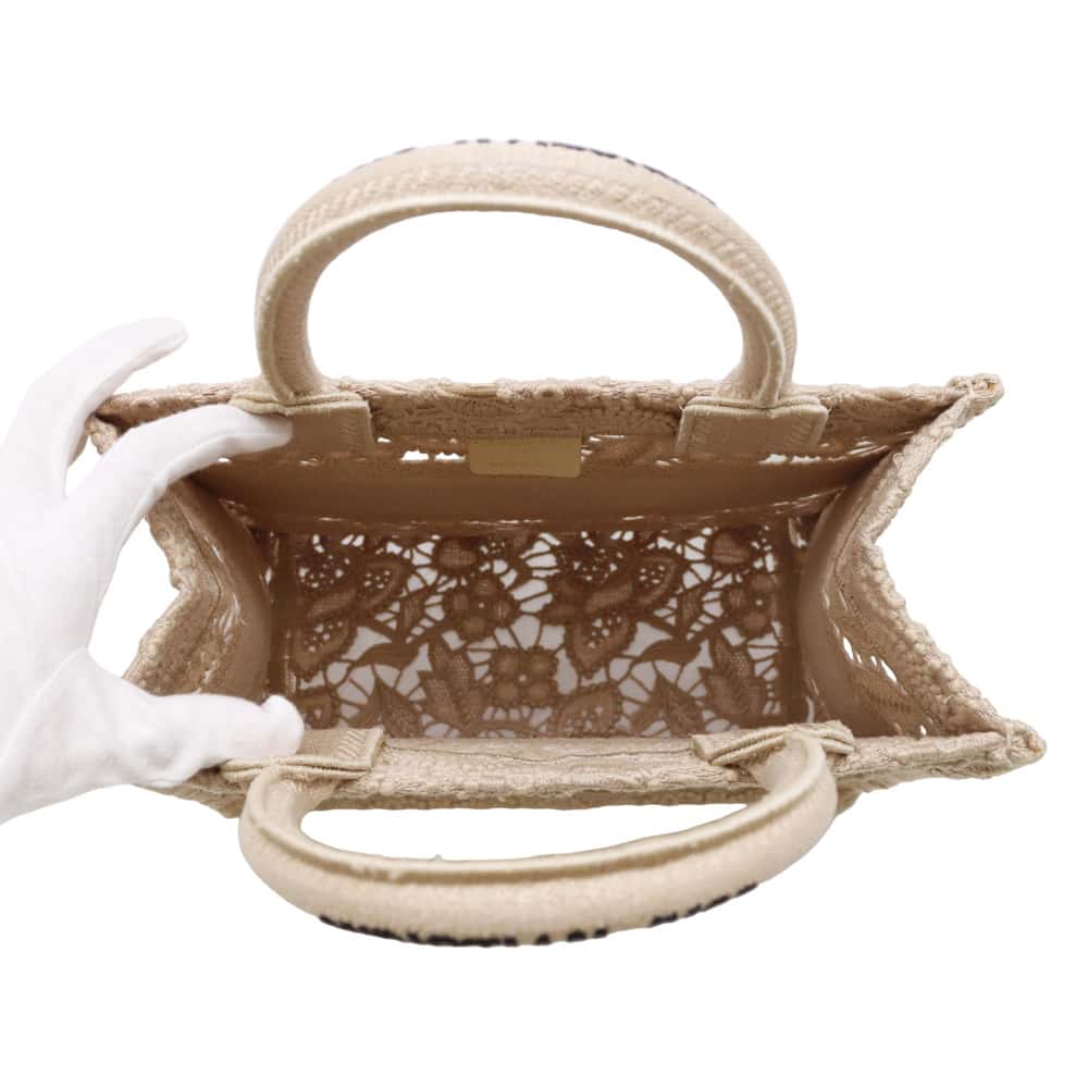 Dior Book Tote Lace Beige/Black M1265ZSEL Canvas Size Small