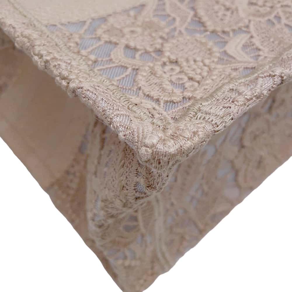 Dior Book Tote Lace Beige/Black M1265ZSEL Canvas Size Small