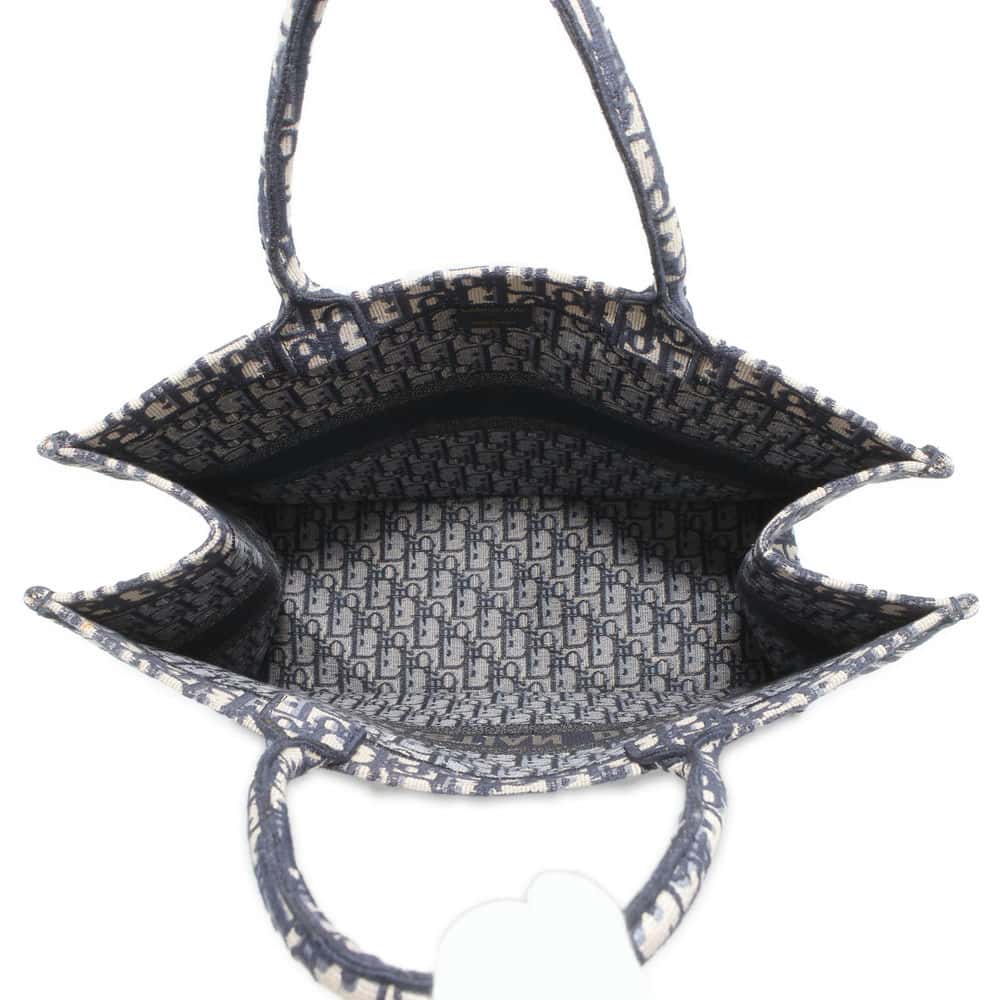 Dior Oblique Embroidery Book Tote Navy M1286ZRIW_M928 Canvas Size Large