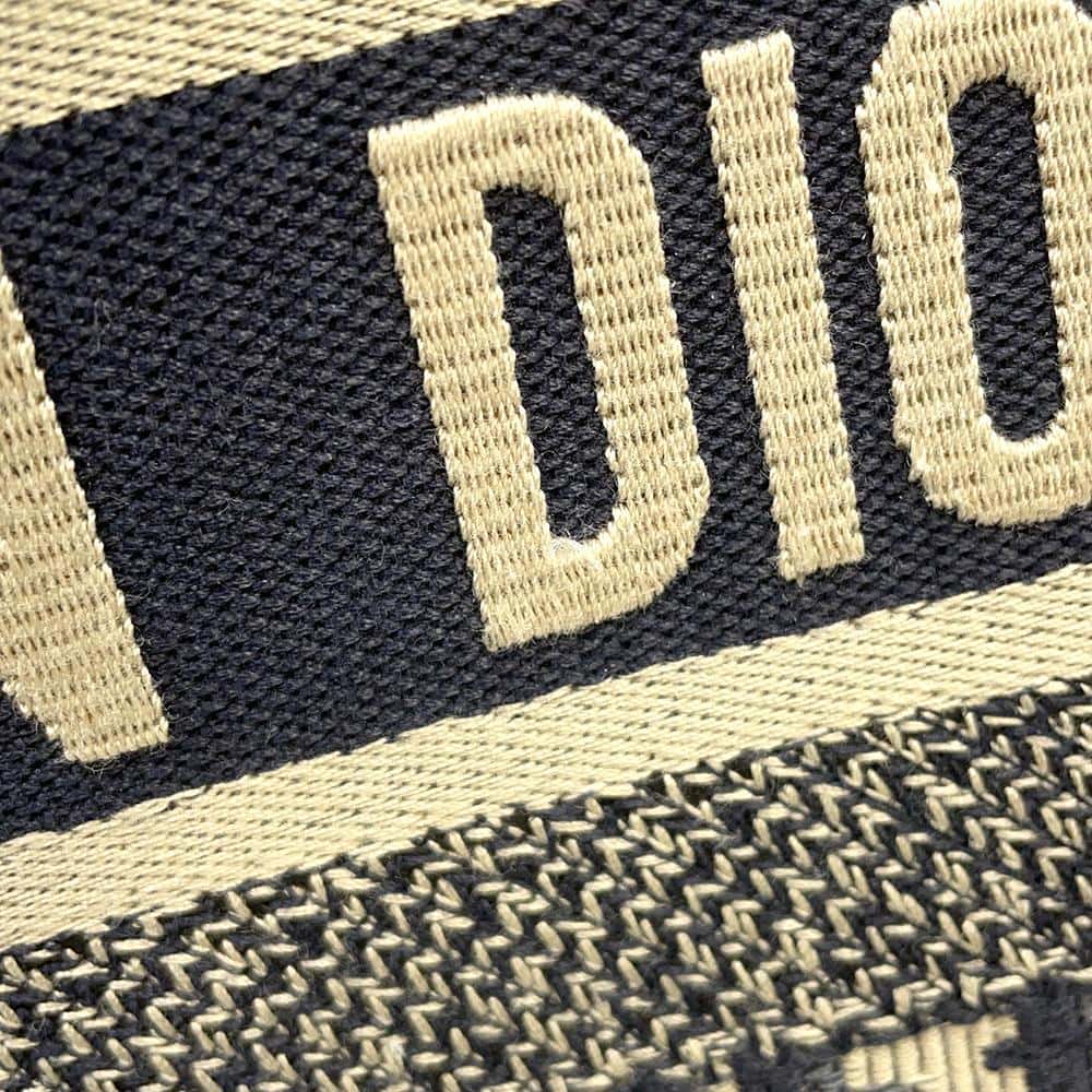 Dior Oblique Embroidery Book Tote Navy M1286ZRIW_M928 Canvas Size Large