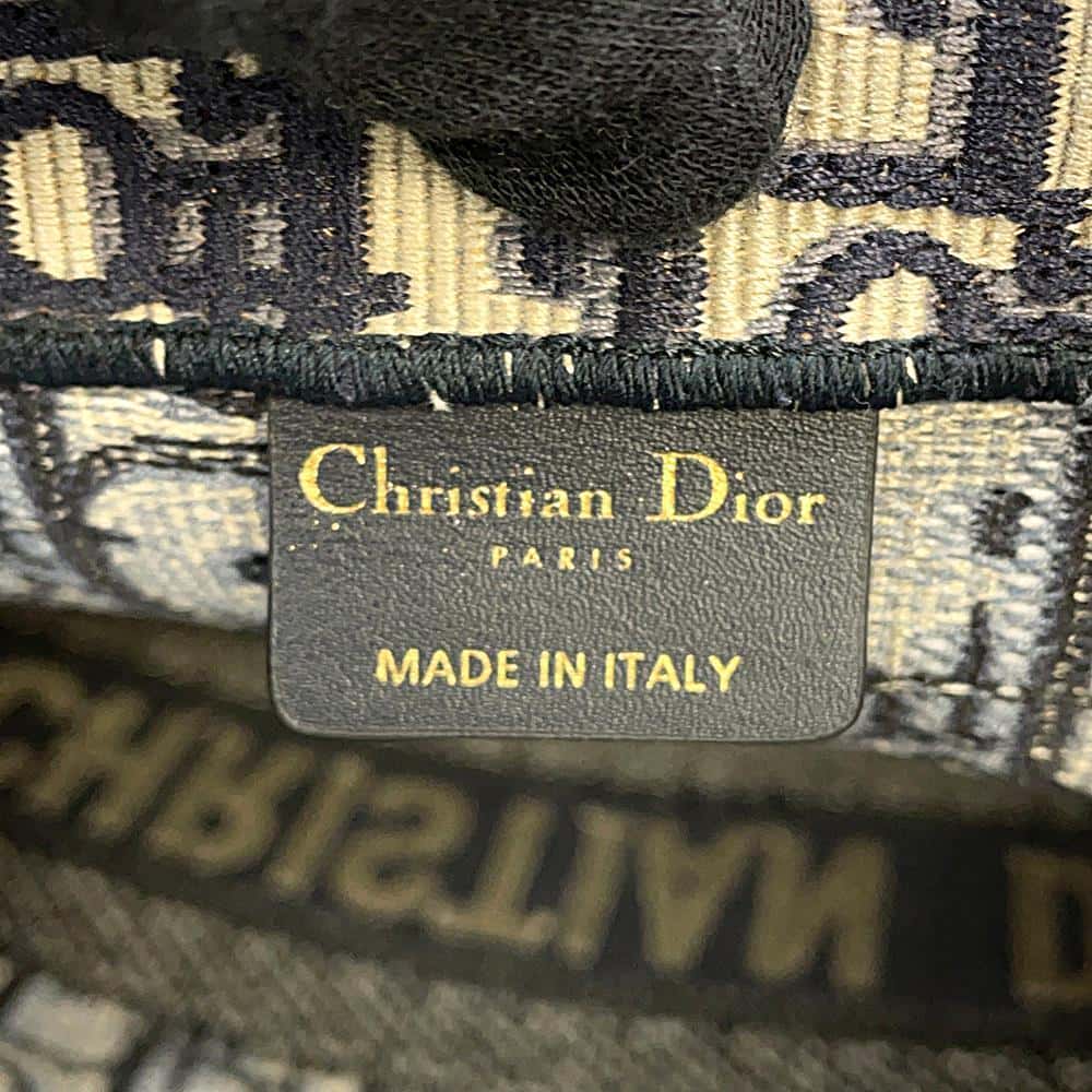 Dior Oblique Embroidery Book Tote Navy M1286ZRIW_M928 Canvas Size Large