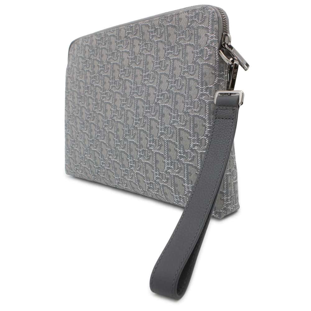 Dior Oblique Clutch Bag Gray/Silver 2OBCA251YSE Jacquard Leather