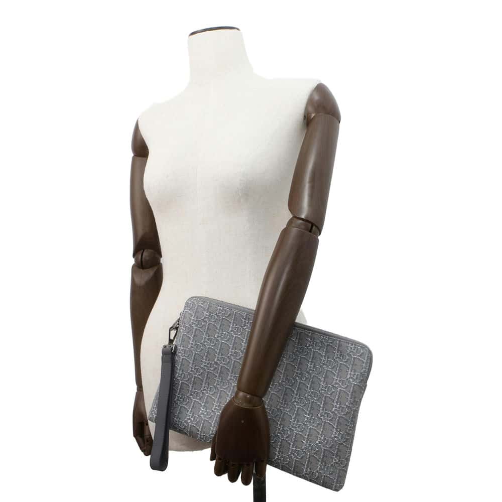 Dior Oblique Clutch Bag Gray/Silver 2OBCA251YSE Jacquard Leather