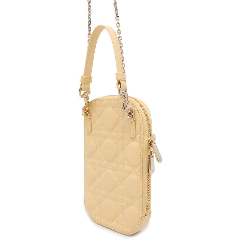 Dior Cannage 2WAY Phone Holder Yellow S0872ONMJ Lambskin
