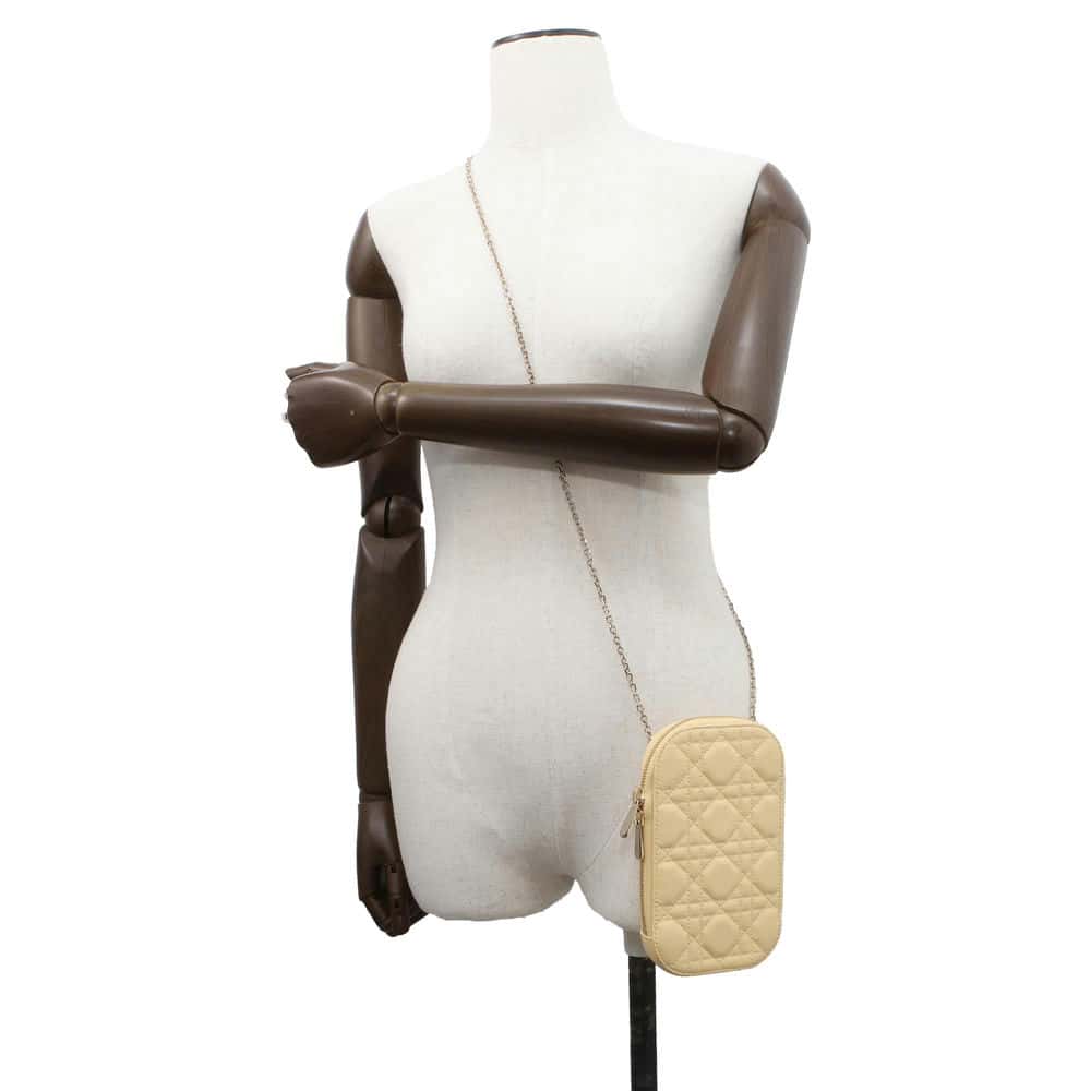 Dior Cannage 2WAY Phone Holder Yellow S0872ONMJ Lambskin