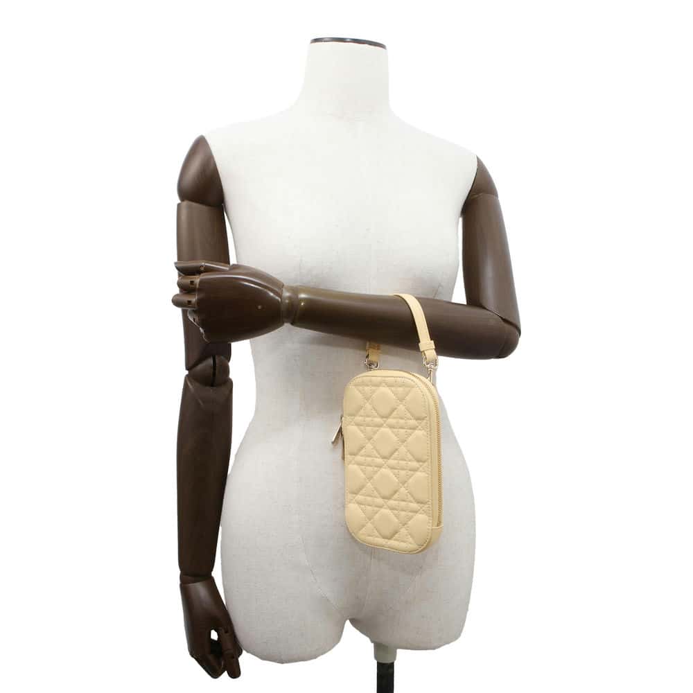 Dior Cannage 2WAY Phone Holder Yellow S0872ONMJ Lambskin