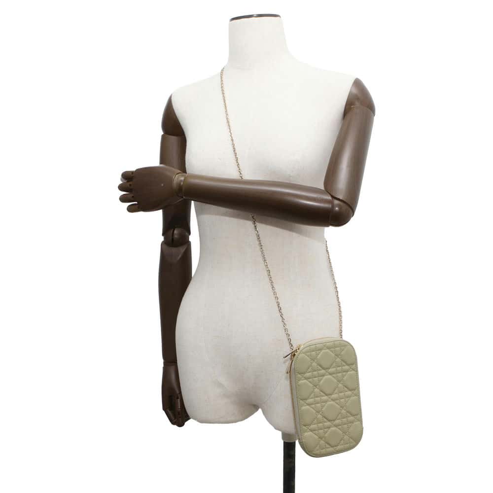 Dior Cannage 2WAY Phone Holder Green S0872ONMJ Lambskin