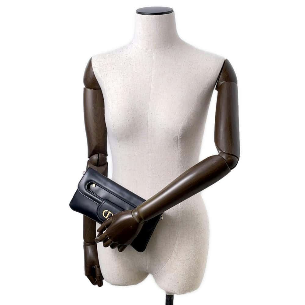 Dior CD Logo Chain Clutch Bag Black M8642UBBU Leather