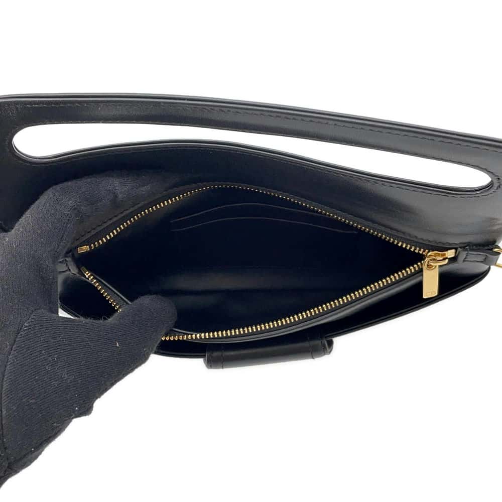 Dior CD Logo Chain Clutch Bag Black M8642UBBU Leather