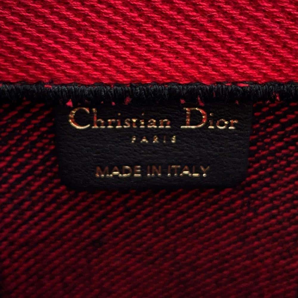 Dior Book Tote Check Pattern Red/Black Canvas Size Large