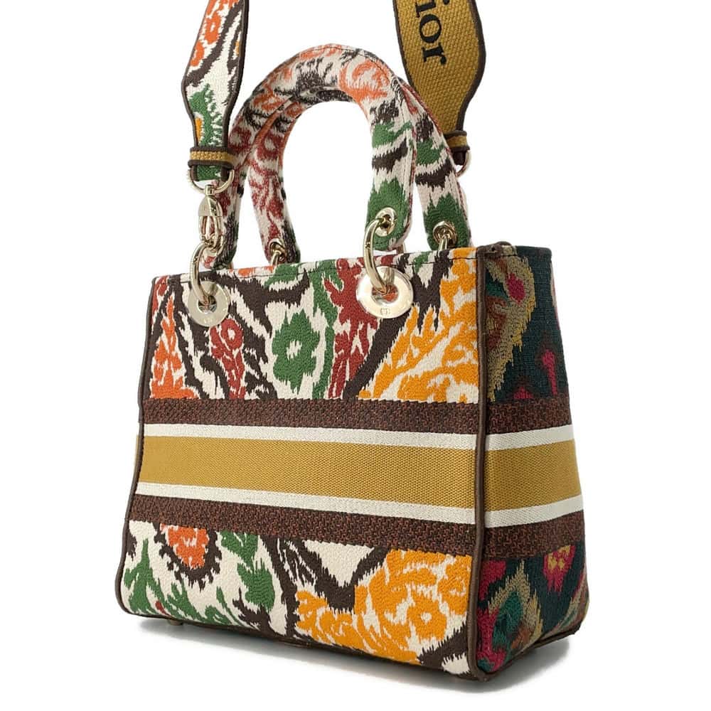 Dior Lady D-LITE 2way Bag Multicolor Canvas Size Medium