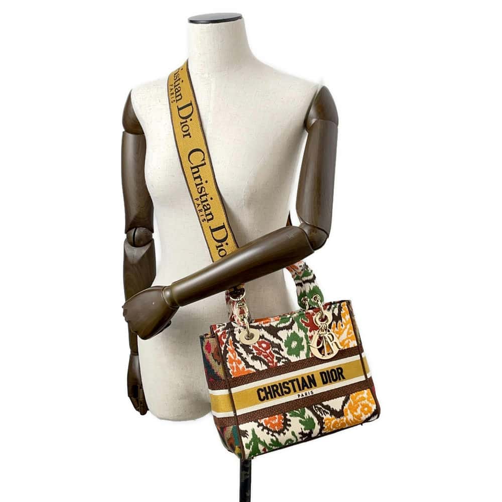 Dior Lady D-LITE 2way Bag Multicolor Canvas Size Medium