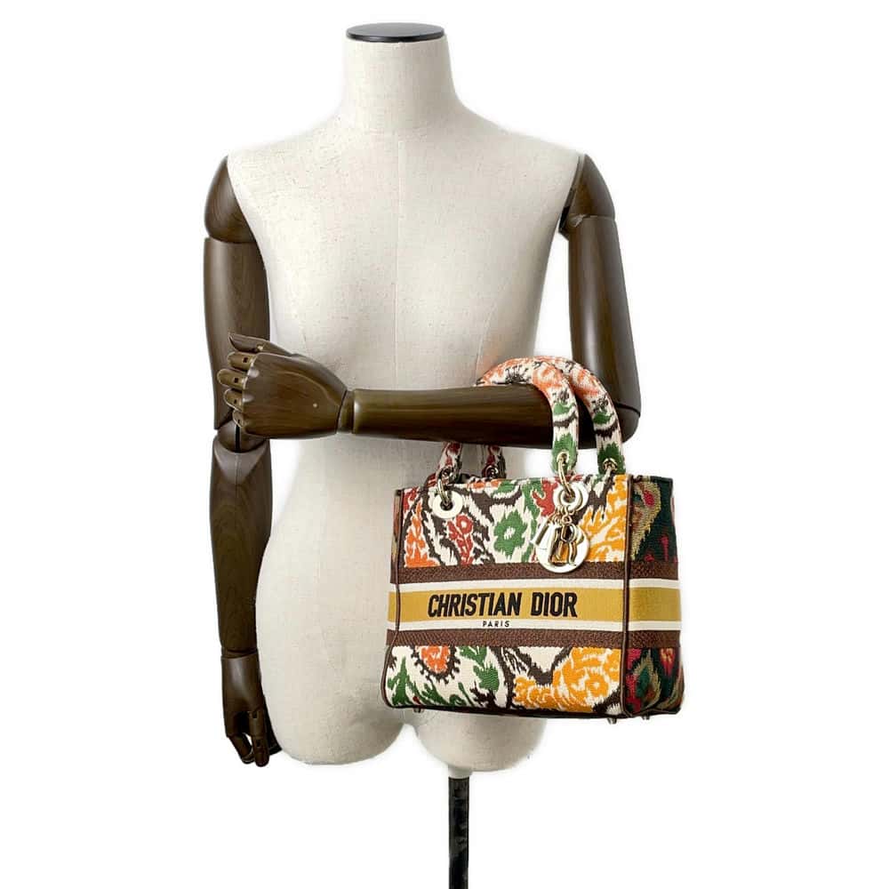Dior Lady D-LITE 2way Bag Multicolor Canvas Size Medium