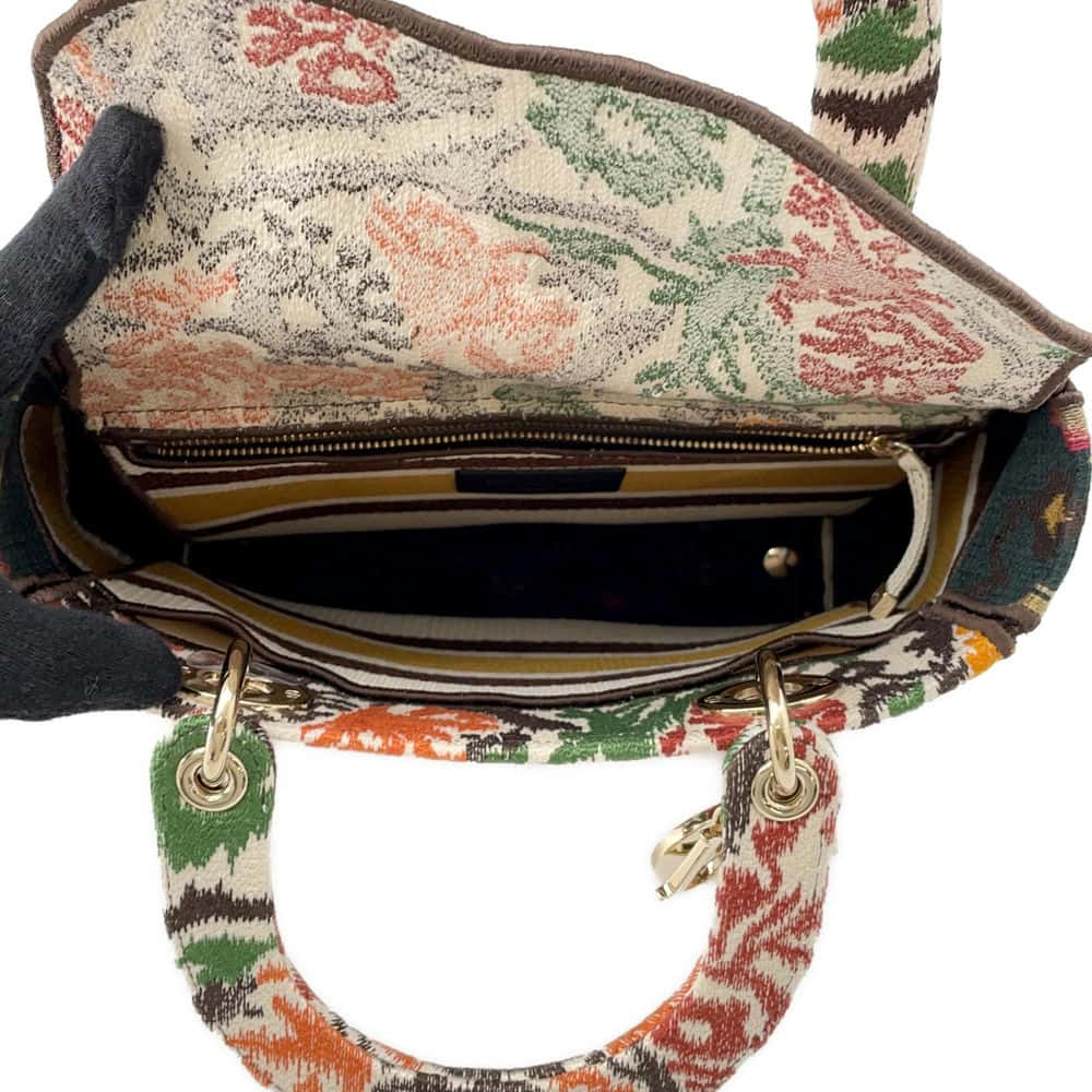 Dior Lady D-LITE 2way Bag Multicolor Canvas Size Medium