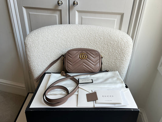 Gucci GG Dusty Pink Marmont Mini Shoulder Bag (RRP £1,360)