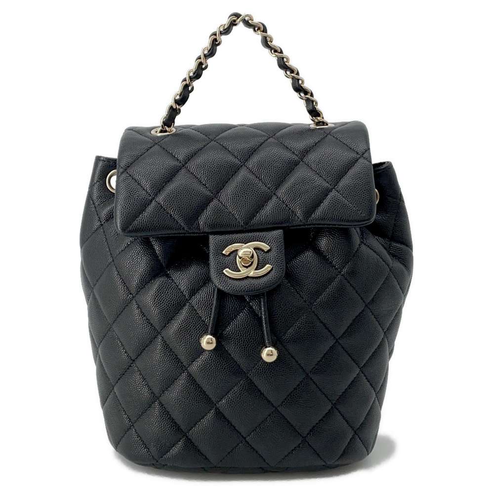 CHANEL Matelasse Backpack Black AS4058 Caviar Leather Size Mini