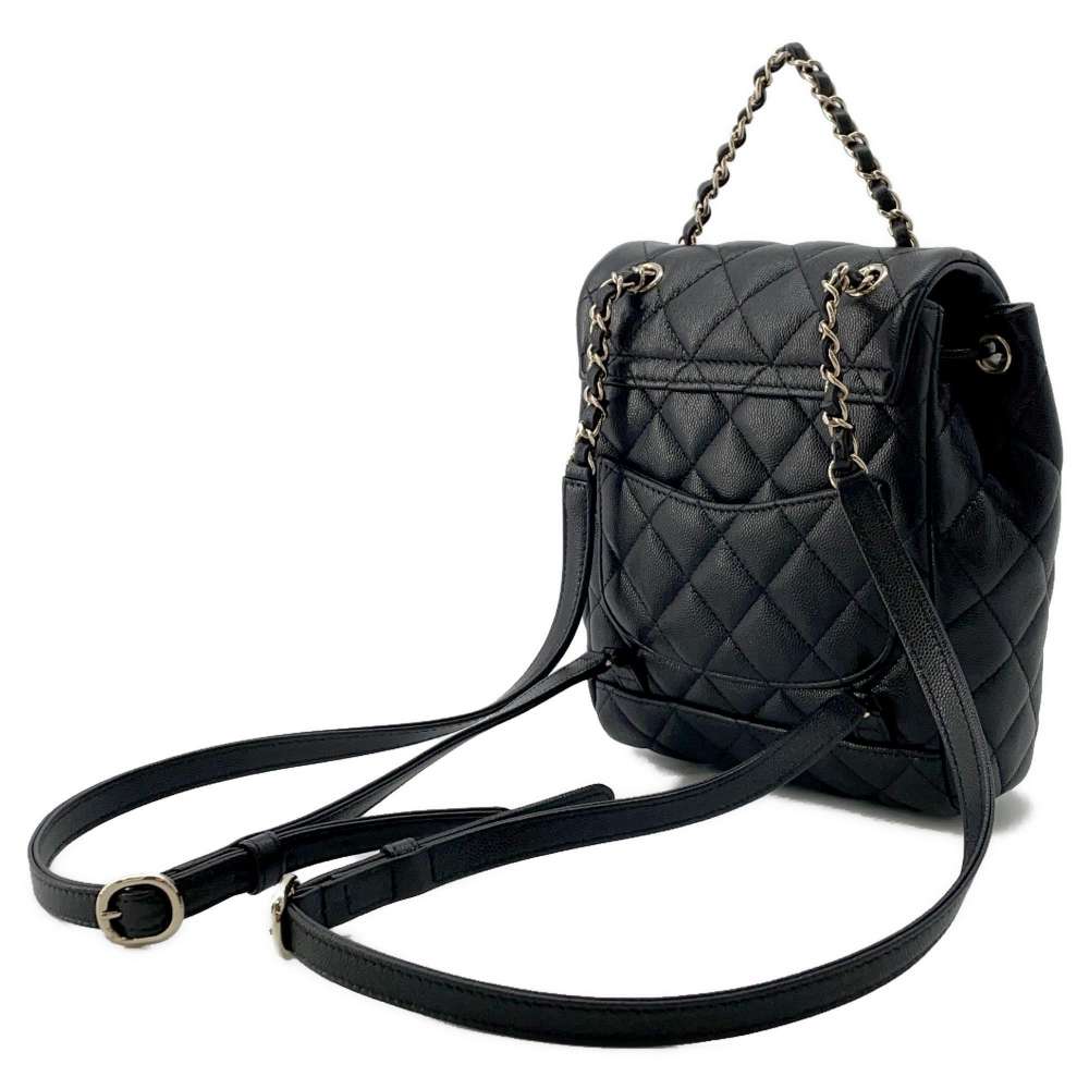 CHANEL Matelasse Backpack Black AS4058 Caviar Leather Size Mini