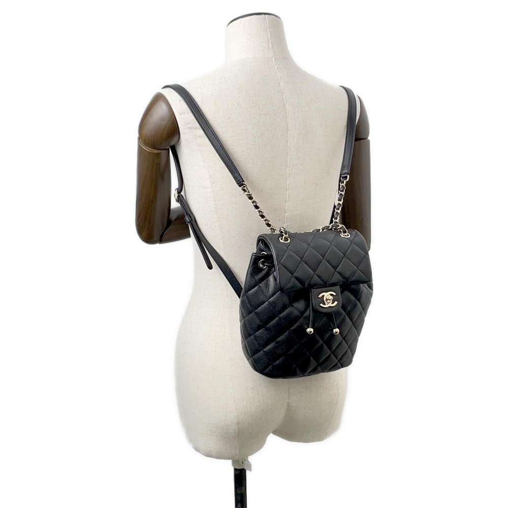 CHANEL Matelasse Backpack Black AS4058 Caviar Leather Size Mini