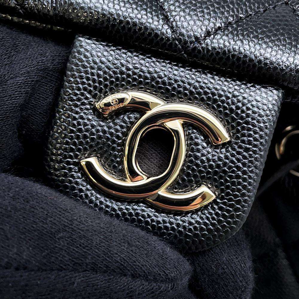 CHANEL Matelasse Backpack Black AS4058 Caviar Leather Size Mini