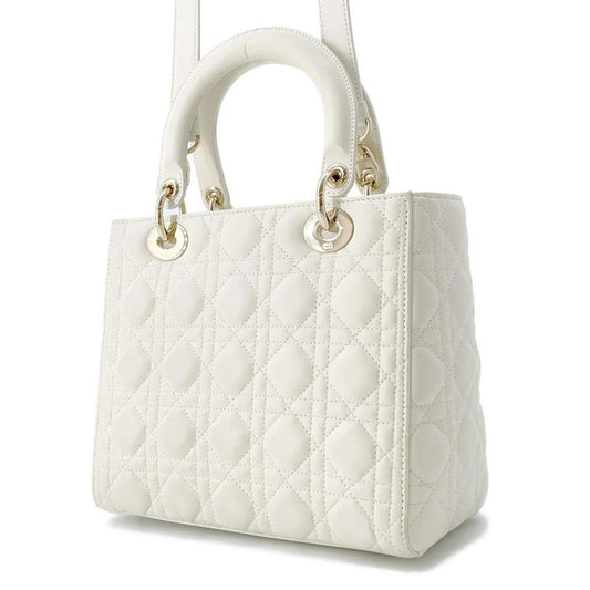 Dior Lady Dior 2WAYHandbag White M0565ONGE Lambskin Size Medium