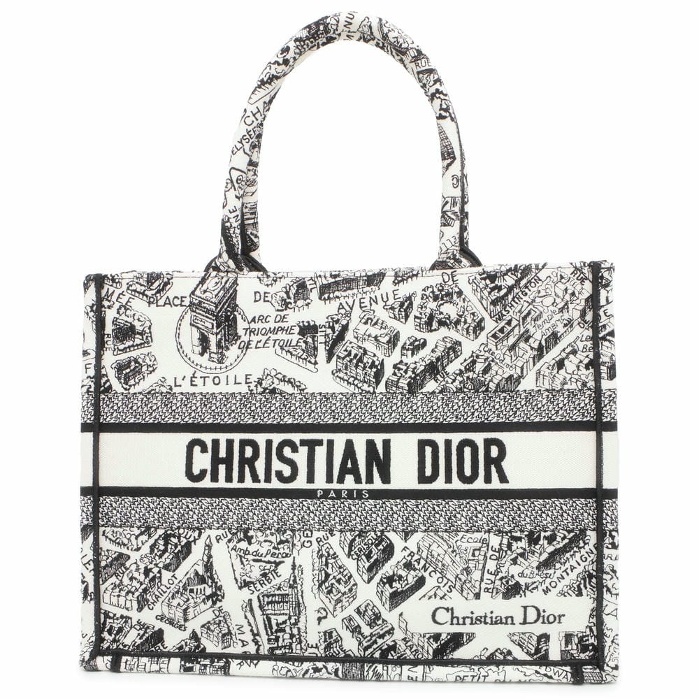 Dior Book Tote Plan de Paris White/Black M1296ZOMP_M041 Canvas Size Medium
