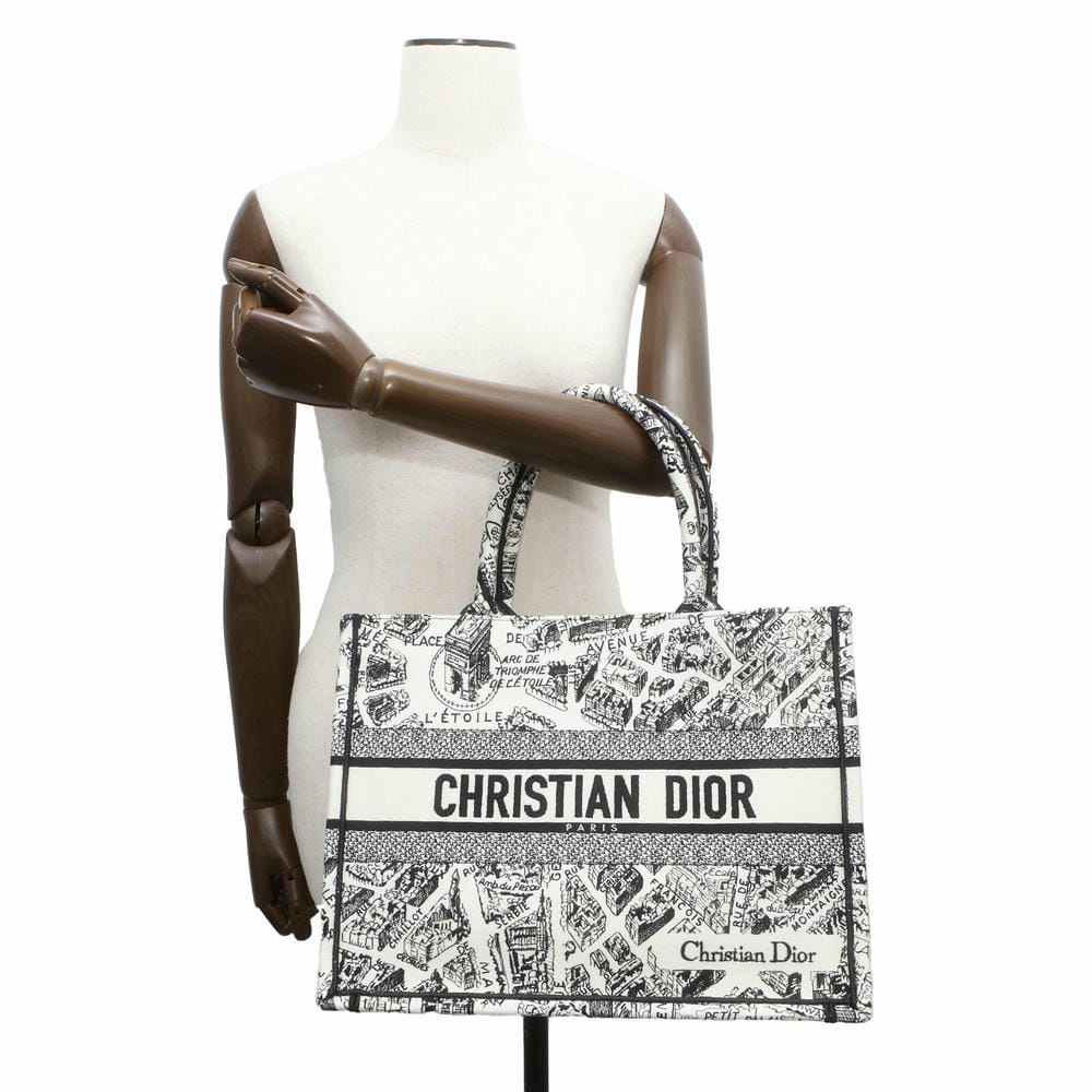 Dior Book Tote Plan de Paris White/Black M1296ZOMP_M041 Canvas Size Medium