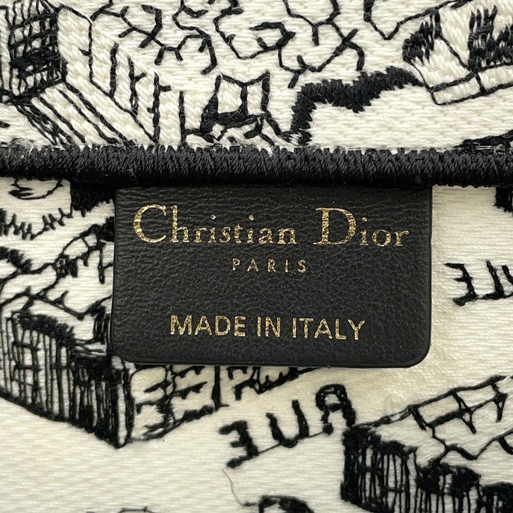 Dior Book Tote Plan de Paris White/Black M1296ZOMP_M041 Canvas Size Medium
