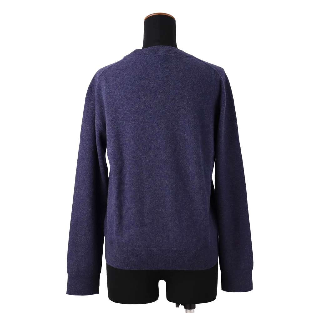HERMES Sweater [H-Lift] Size 42 Blue Cashmere