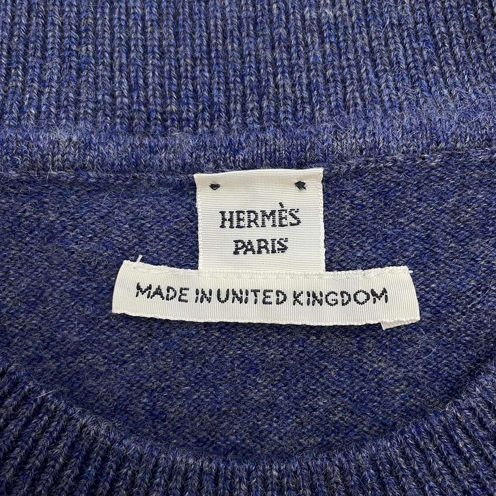 HERMES Sweater [H-Lift] Size 42 Blue Cashmere