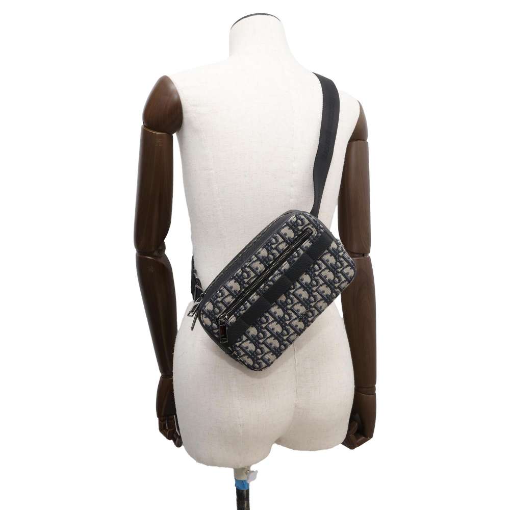 Dior Oblique belt bag Navy 2ESCA337YSE Jacquard Leather