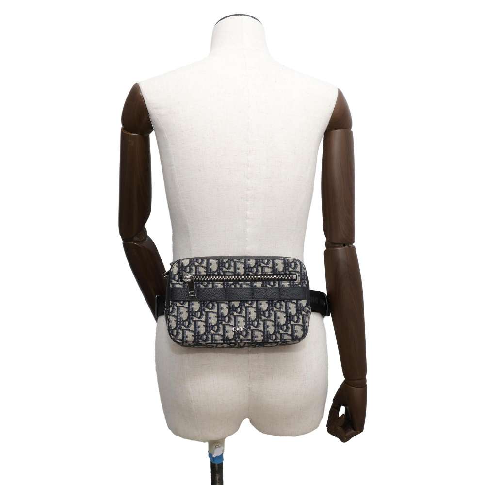 Dior Oblique belt bag Navy 2ESCA337YSE Jacquard Leather