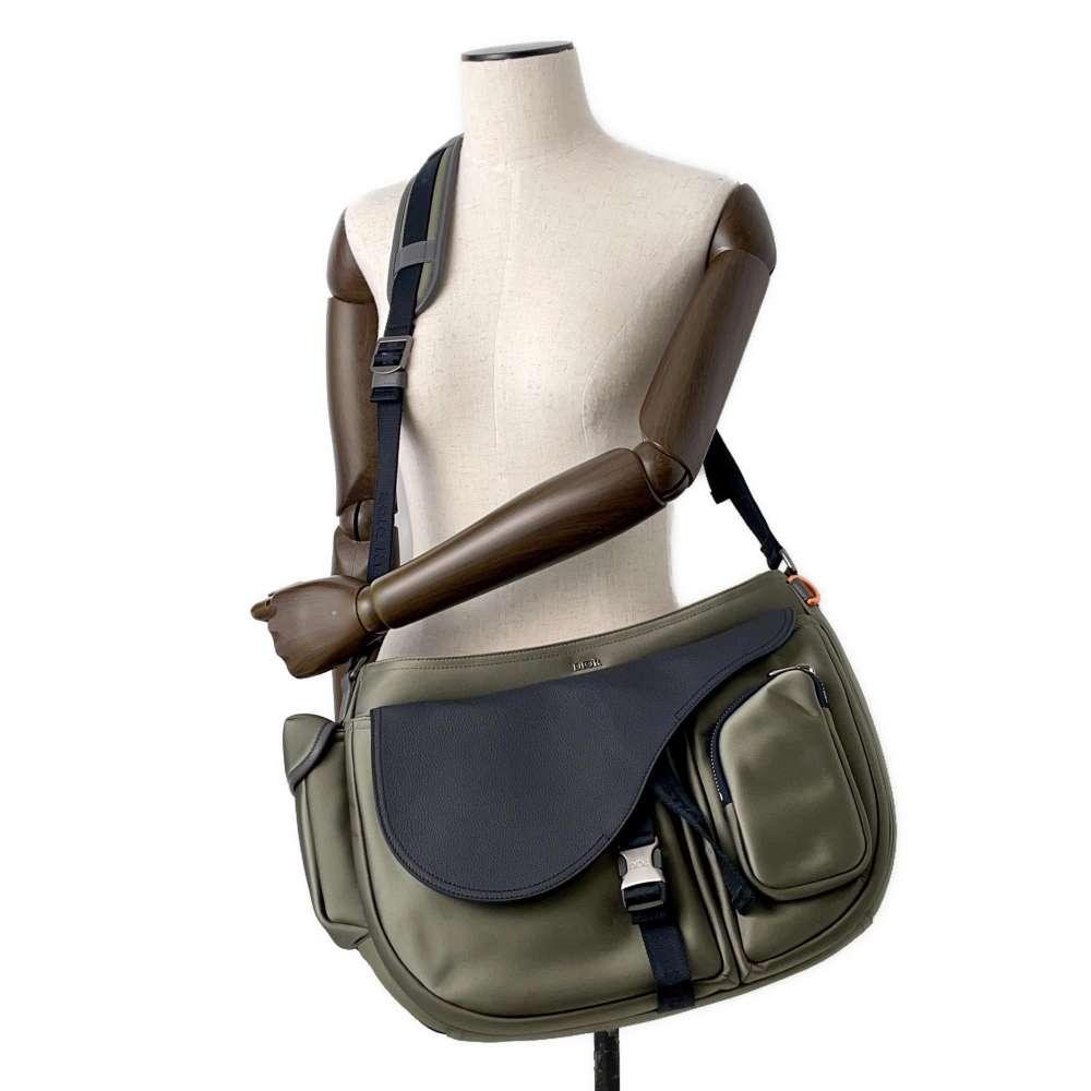 Dior saddle bag sacaiCollaboration Khaki/Navy 1ADH0029USF Nylon Leather
