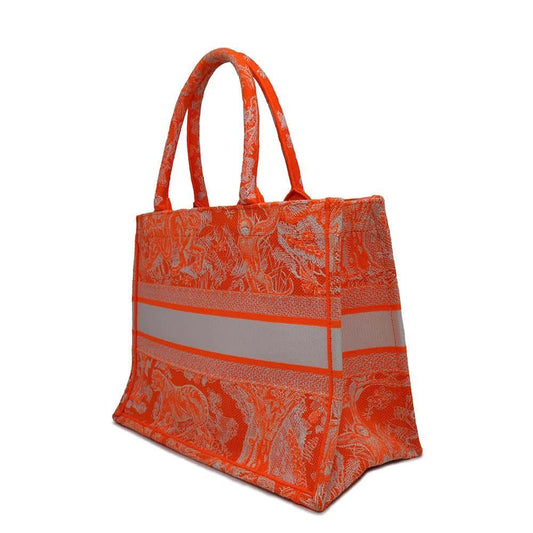 Dior Book Tote Toile de Jouy Orange/White M1296ZROC_M057 Canvas Size Medium