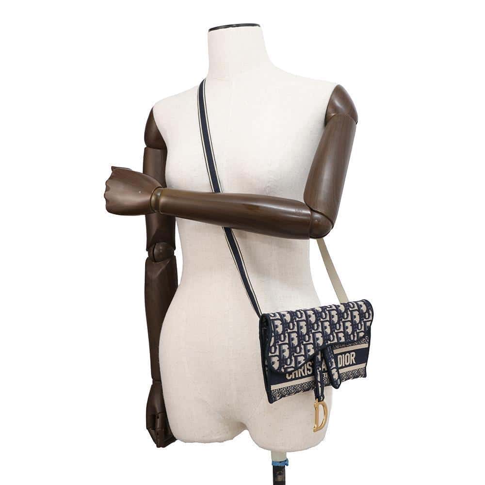 Dior Oblique Saddle Slim Pouch Navy S5647CRIW Canvas