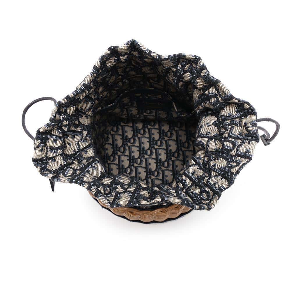 Dior Wicker Oblique bucket bag Beige/Navy M7600CMVO Rattan Canvas