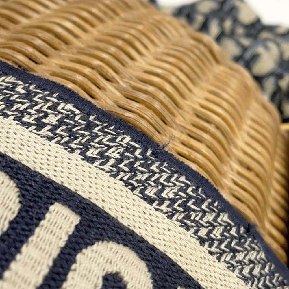 Dior Wicker Oblique bucket bag Beige/Navy M7600CMVO Rattan Canvas