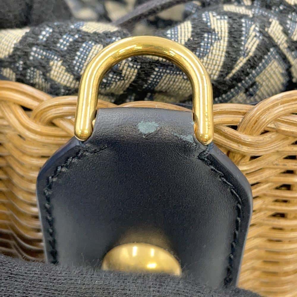 Dior Wicker Oblique bucket bag Beige/Navy M7600CMVO Rattan Canvas