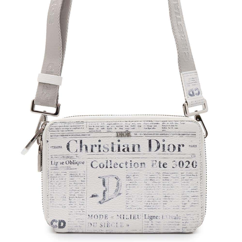 Dior Daniel Arsham Collaboration Newspaper Pochette Bag White Leather