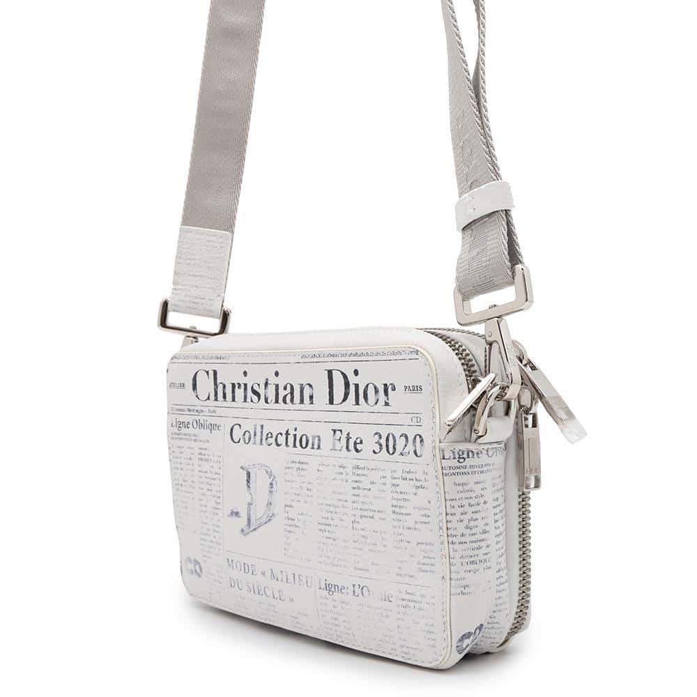Dior Daniel Arsham Collaboration Newspaper Pochette Bag White Leather