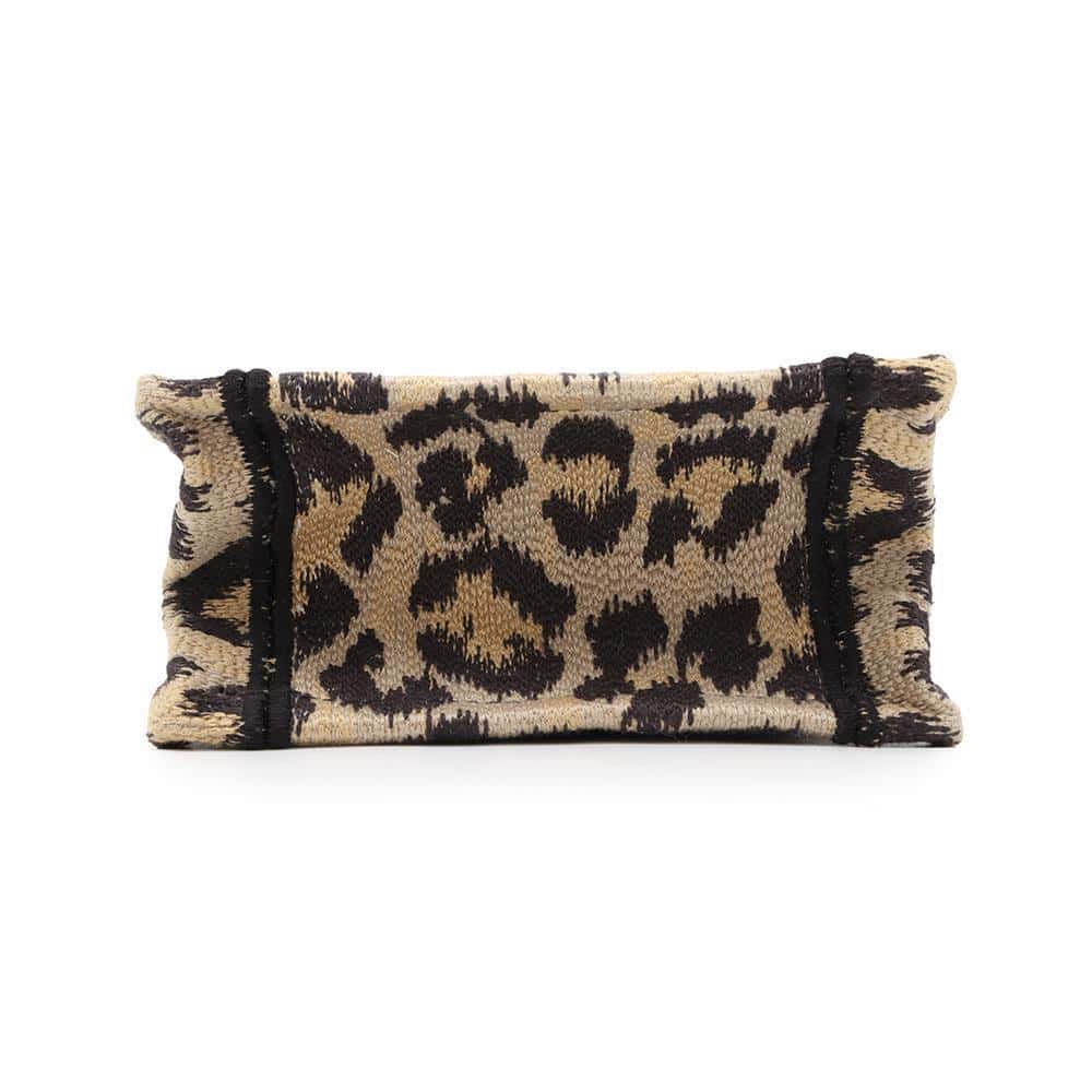 Dior Leopard Book Tote Mini Vertical Bag Beige/Black S5555CRHM Canvas