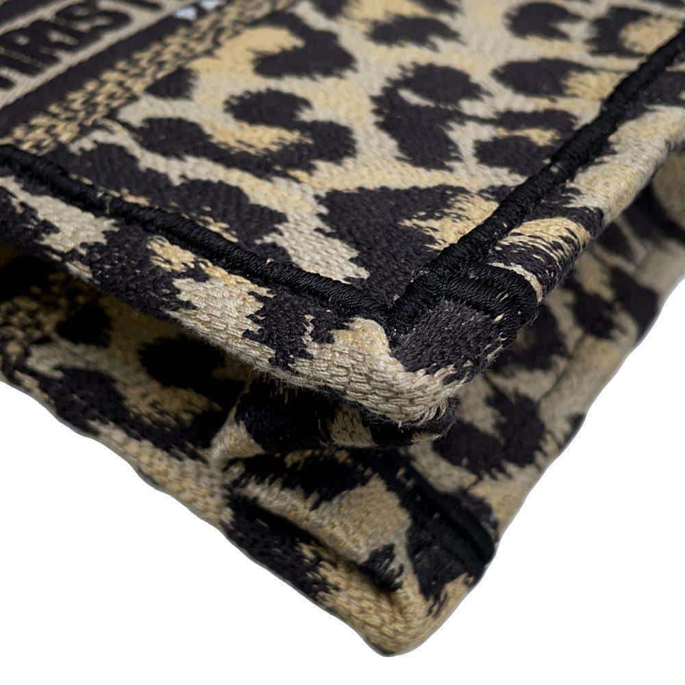 Dior Leopard Book Tote Mini Vertical Bag Beige/Black S5555CRHM Canvas