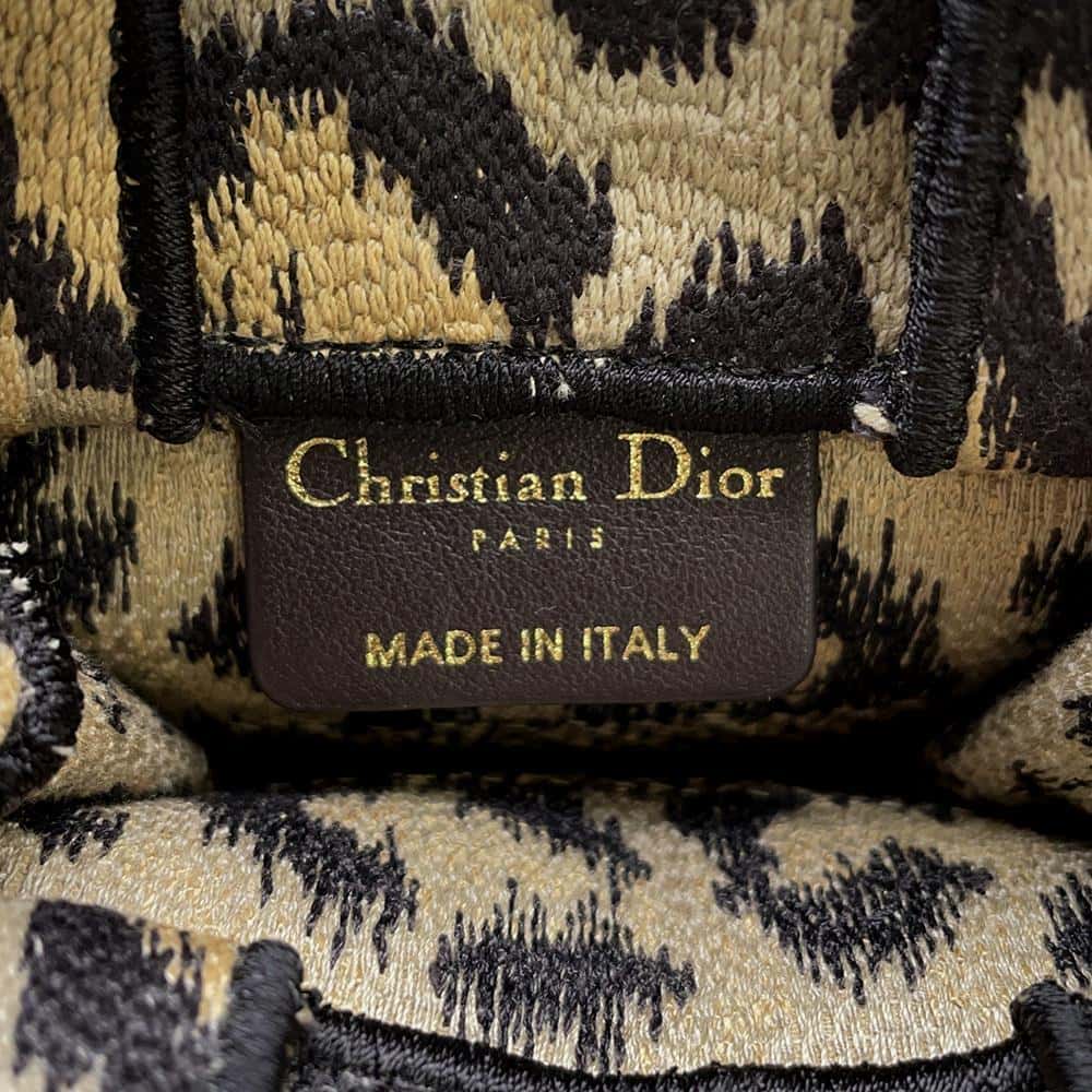 Dior Leopard Book Tote Mini Vertical Bag Beige/Black S5555CRHM Canvas