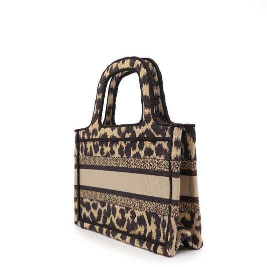 Dior Leopard Book Tote Beige/Black S5475ZRHM Canvas Size Mini