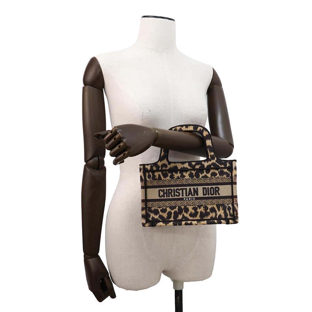 Dior Leopard Book Tote Beige/Black S5475ZRHM Canvas Size Mini