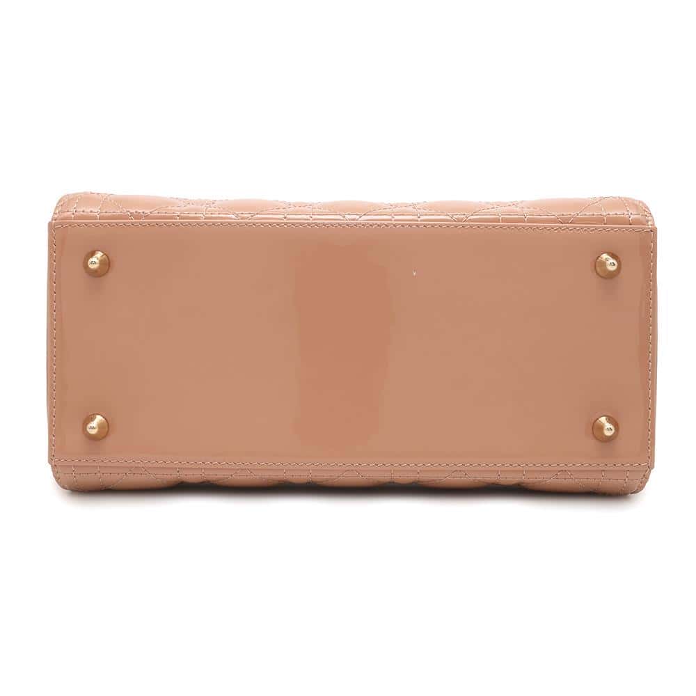 Dior Lady Dior 2WAY Handbag Pink M0565OWCB Patent Leather Size Medium