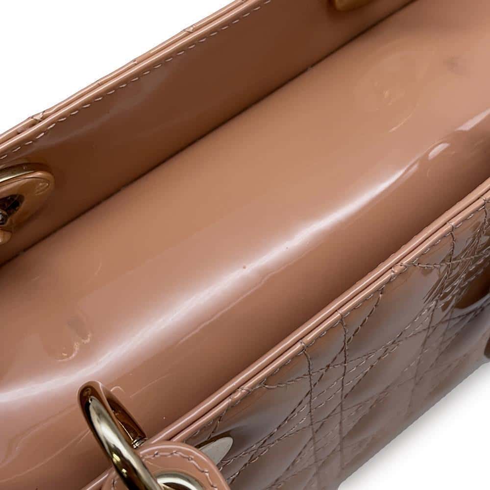 Dior Lady Dior 2WAY Handbag Pink M0565OWCB Patent Leather Size Medium