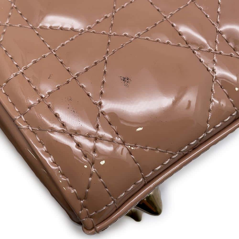 Dior Lady Dior 2WAY Handbag Pink M0565OWCB Patent Leather Size Medium