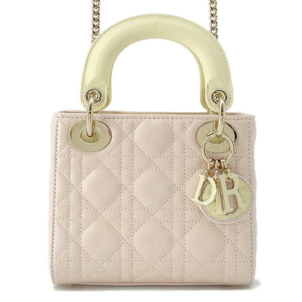 Dior Lady Dior Bag ?Mini QuartzPink/Pastel Yellow M0505ONJC_M912 Lambskin Size Mini