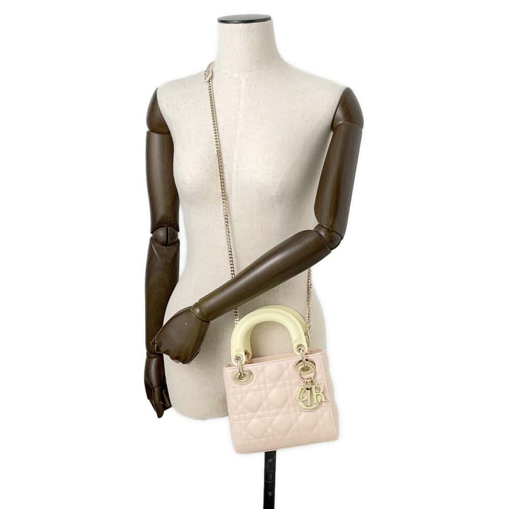 Dior Lady Dior Bag ?Mini QuartzPink/Pastel Yellow M0505ONJC_M912 Lambskin Size Mini