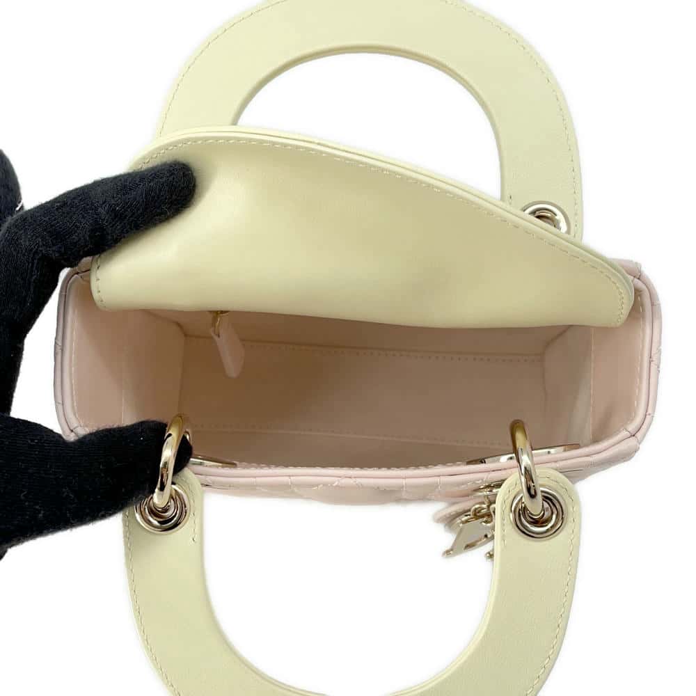 Dior Lady Dior Bag ?Mini QuartzPink/Pastel Yellow M0505ONJC_M912 Lambskin Size Mini